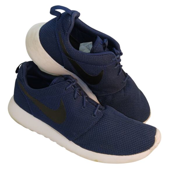 Nike Roshe Run Mens Midnight Blue Mesh Running Sneakers - Size 12 - Picture 2 of 5